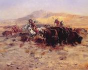 Buffalo Hunt - 查尔斯·马里安·拉塞尔